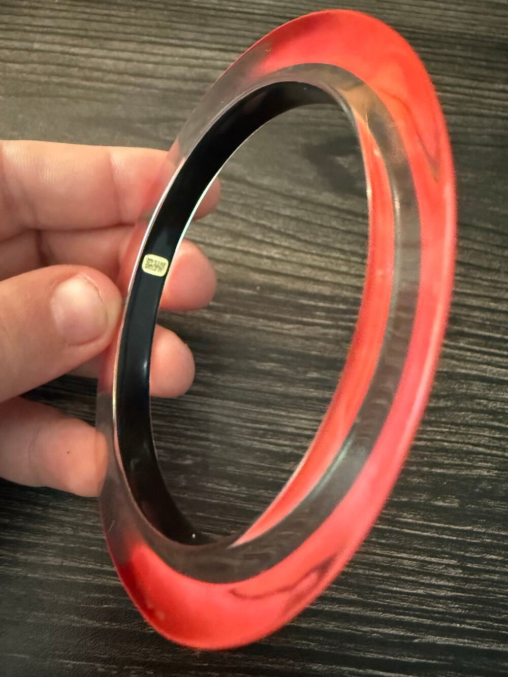 Alexis Bittar Hand Carved Lipstick Red Lucite Skinny Tapered Bangle Bracelet